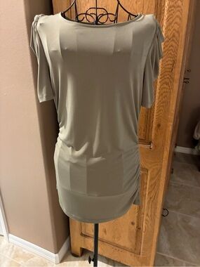 DKNY Khaki Women's Blouse with Ruffled Sleeves